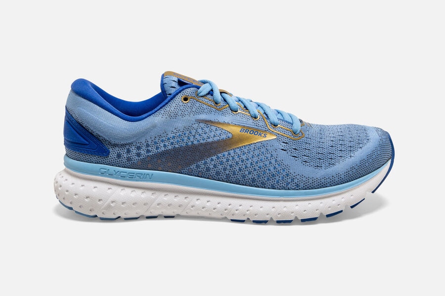 Brooks Glycerin 18 Road Running Shoes Womens Blue/Gold 504829-UXP